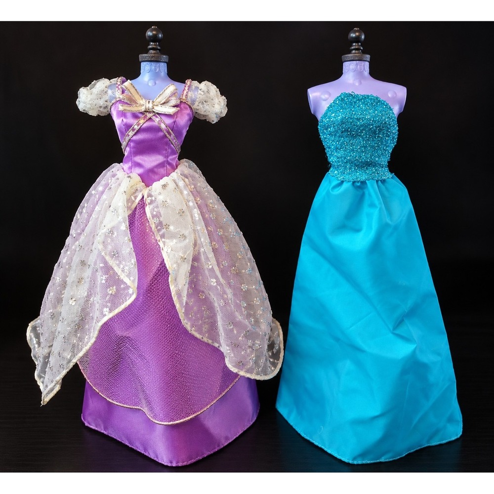 Barbie 1997 Princess Purple Gown Teal Formal Dress Lot 2 Mattel 18404 Genuine